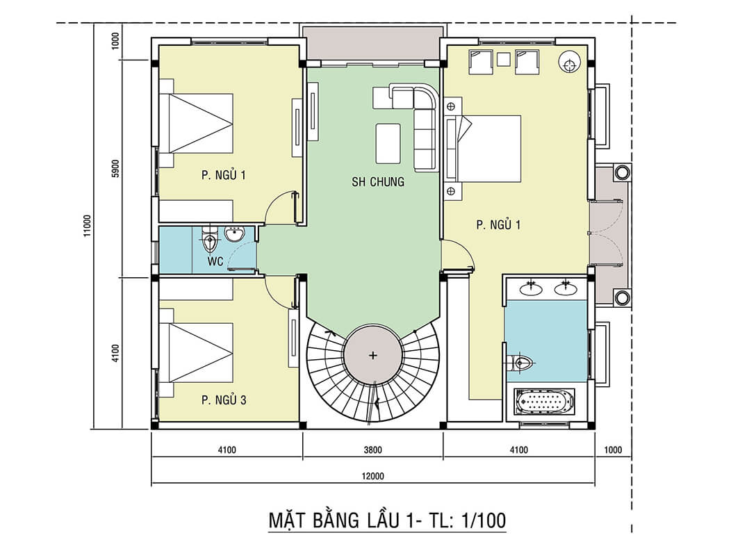 Mẫu biệt thự tân cổ điển 3 tầng 11x12m